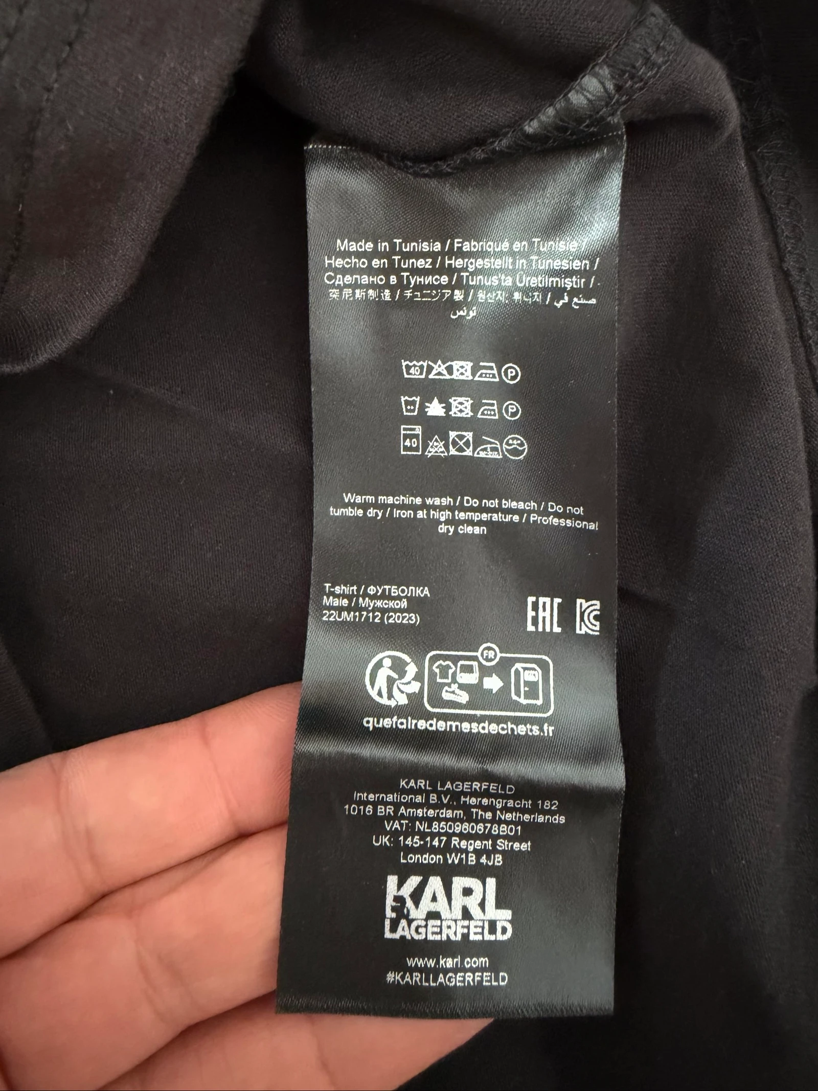 Authentic Karl Lagerfeld T-Shirt 100% Organic Cotton Size S Black – photo 9
